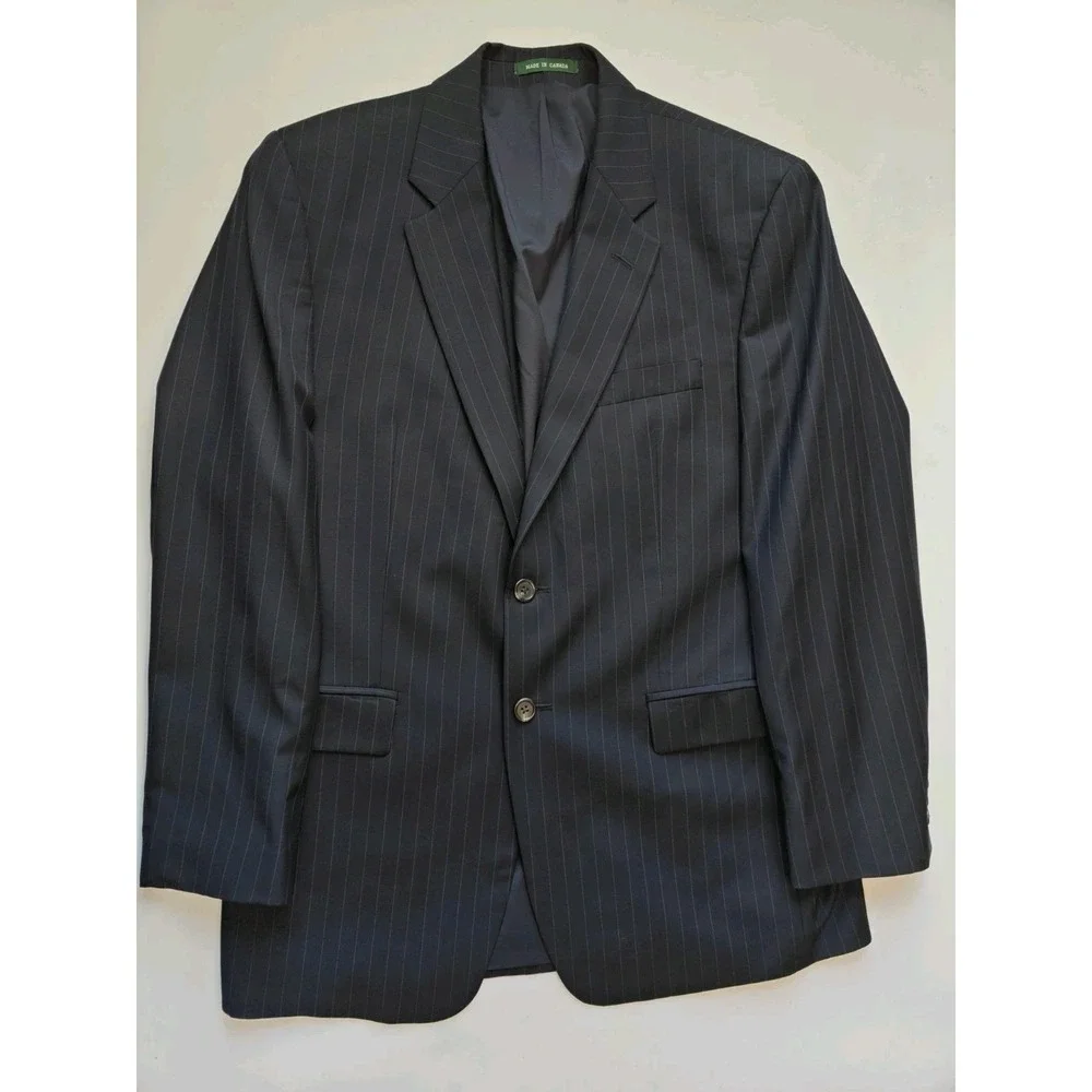 Lauren Ralph Lauren Mens Wool Sports Coat 40R Blue Chalk Stripe 2 Button Q602